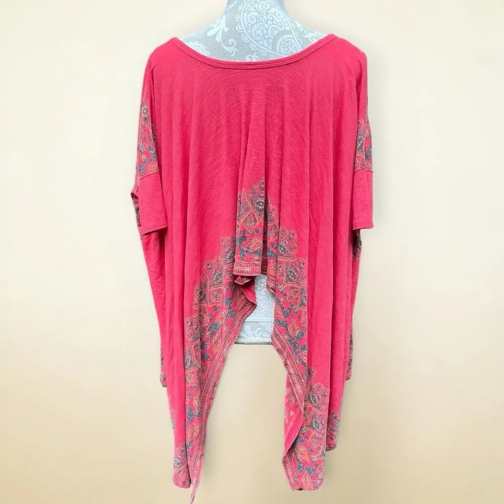 Boho Fairy Grunge Drapey Handkerchief Tunic Free People Pick Me Up Red Tee XS